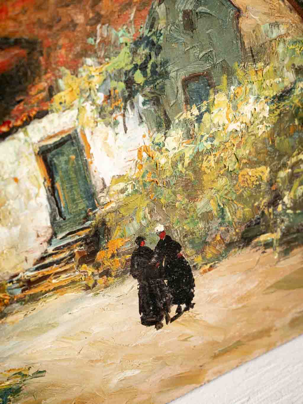 peinture huile sur bois Gabriel Deschamps scène rurale