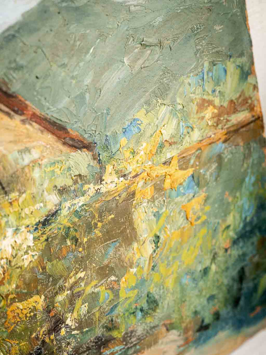 peinture huile sur bois Gabriel Deschamps scène rurale