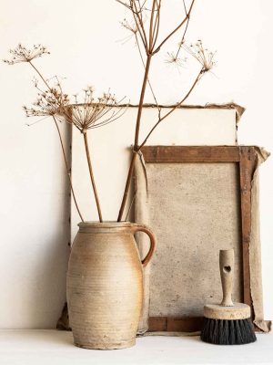 grand pot en grès brut ancien 28cm avec anse