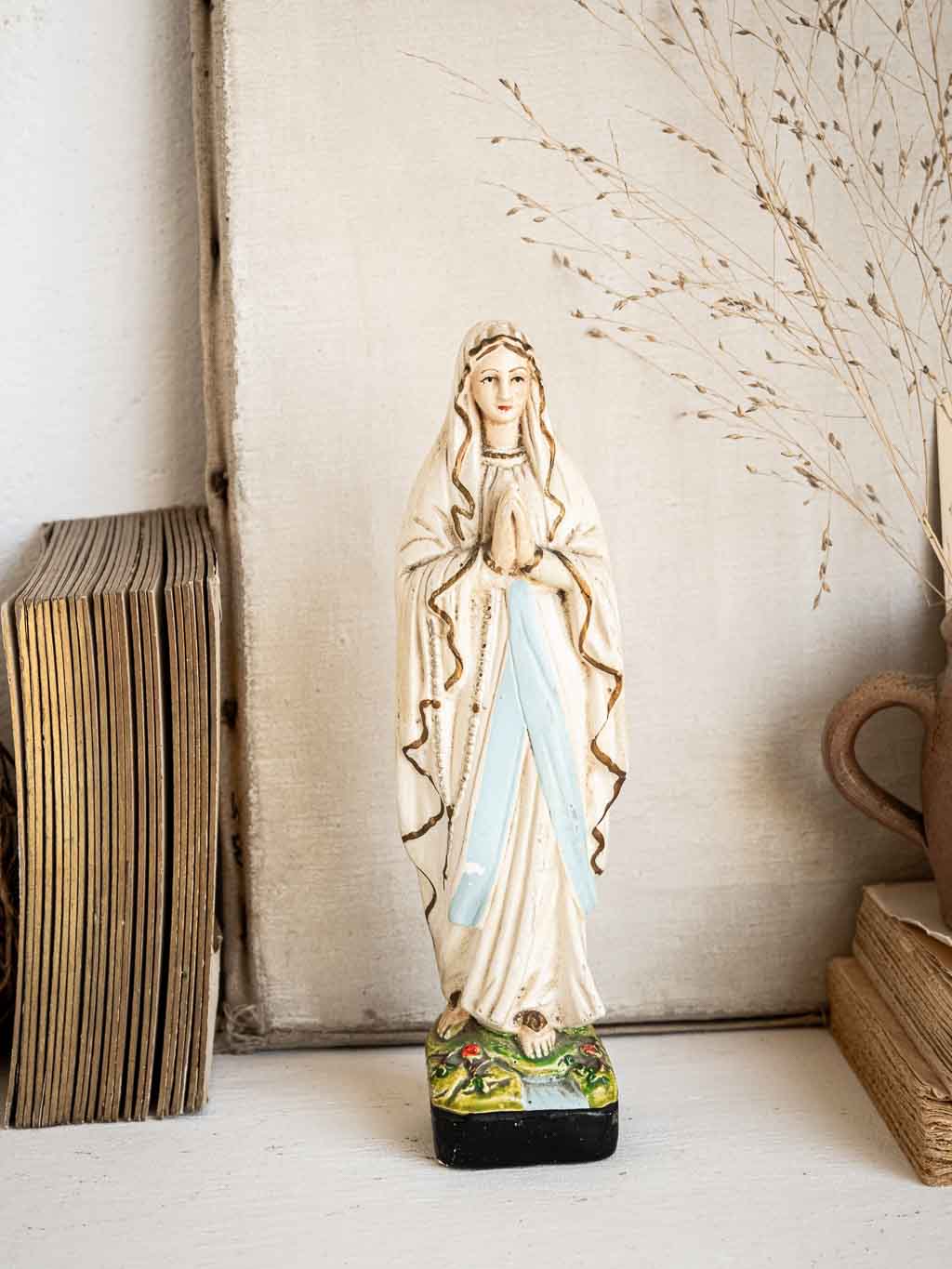 vierge vintage en platre lourdes