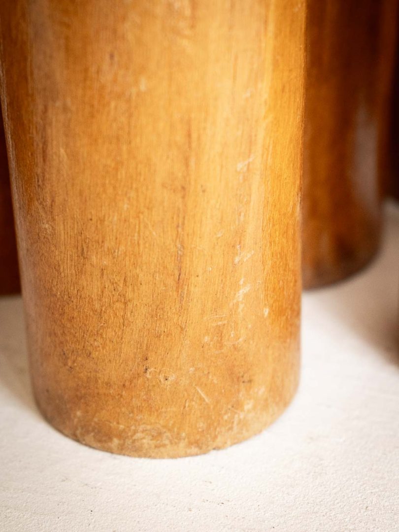 Jeu de quilles vintage en bois vernis : 6 quilles 2 boules