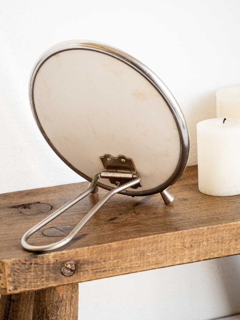Petit miroir de barbier vintage rond à poser ou à main