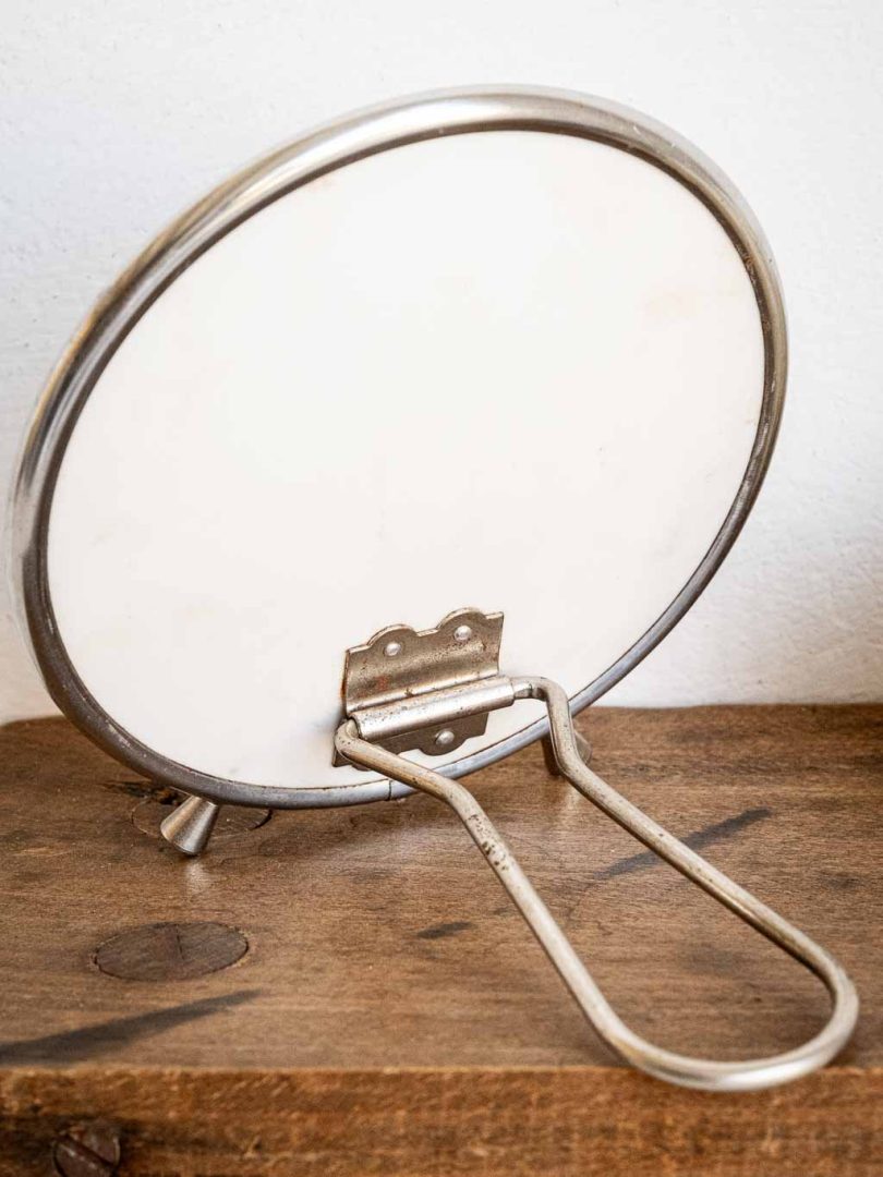 Petit miroir de barbier vintage rond à poser ou à main