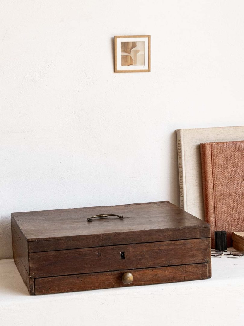 ancienne boite de rangement en bois pour ménagère argent XXeme 1900