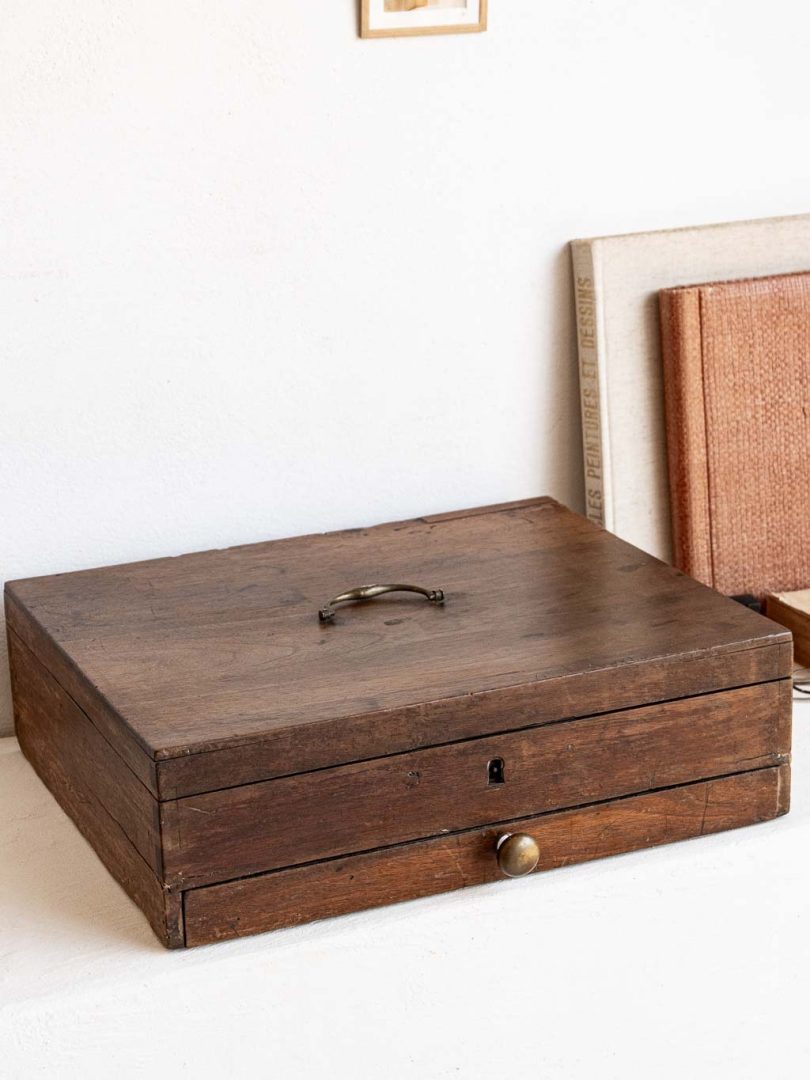 ancienne boite de rangement en bois pour ménagère argent XXeme 1900