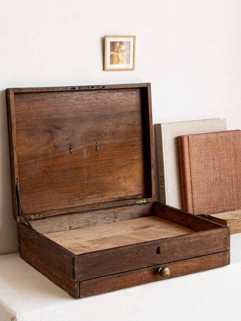 ancienne boite de rangement en bois pour ménagère argent XXeme 1900