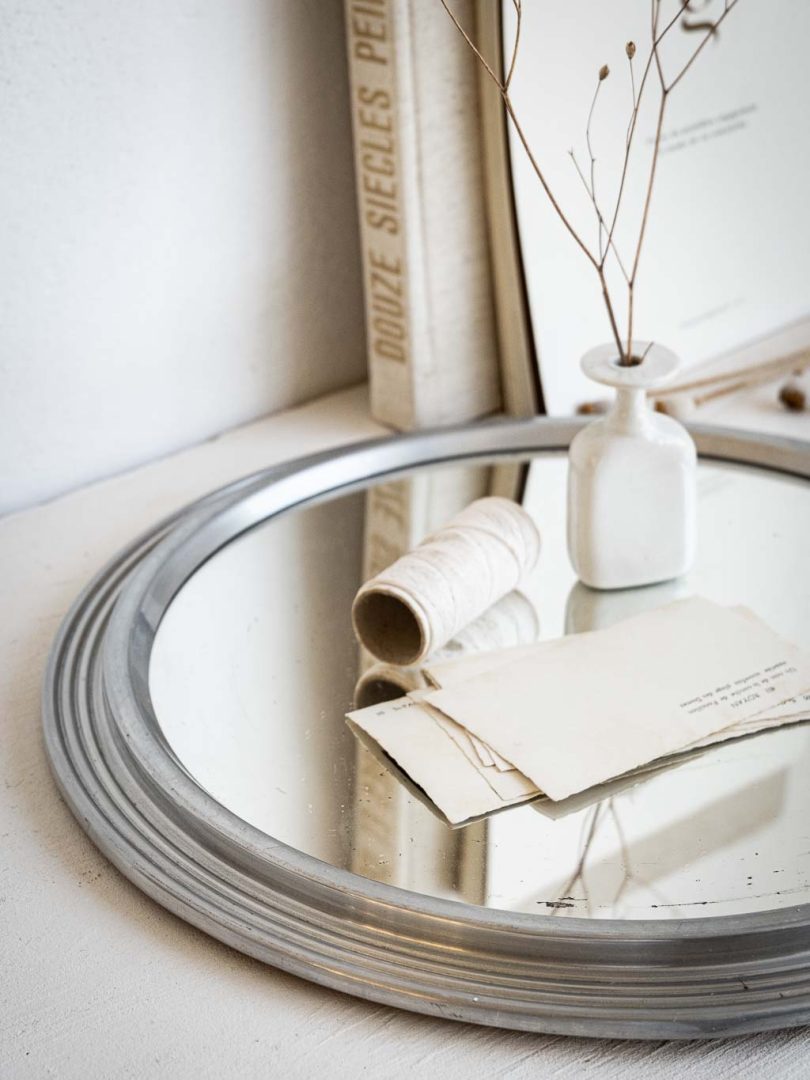 plateau miroir argenté 35cm