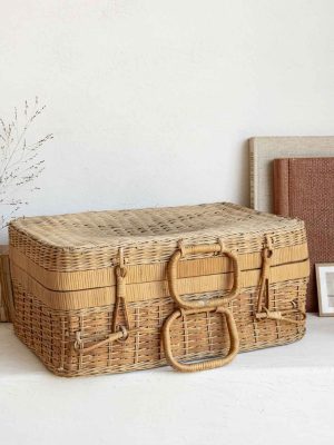 valise en rotin vintage 45cm