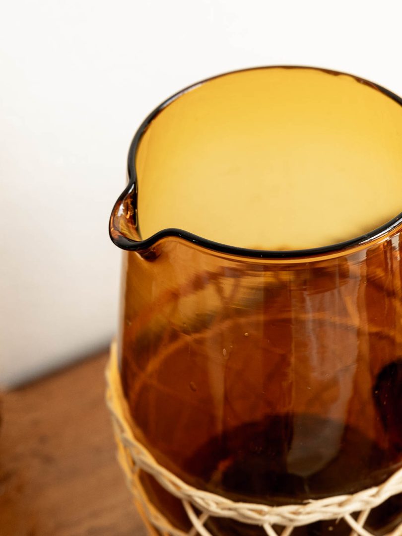 Carafe et 6 verre ambrés vintage