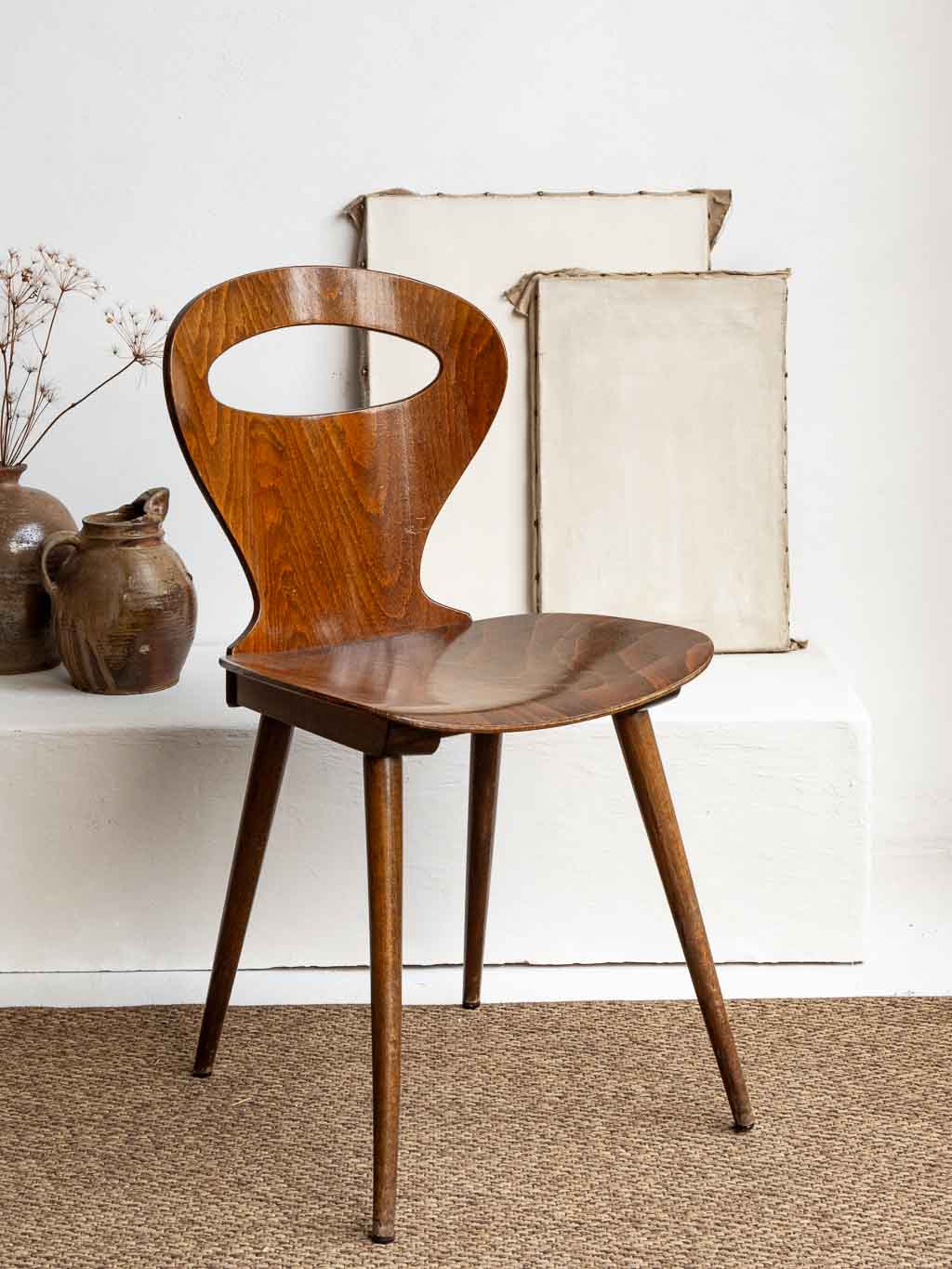 chaise vintage Baumann fourmi en bois années 1970