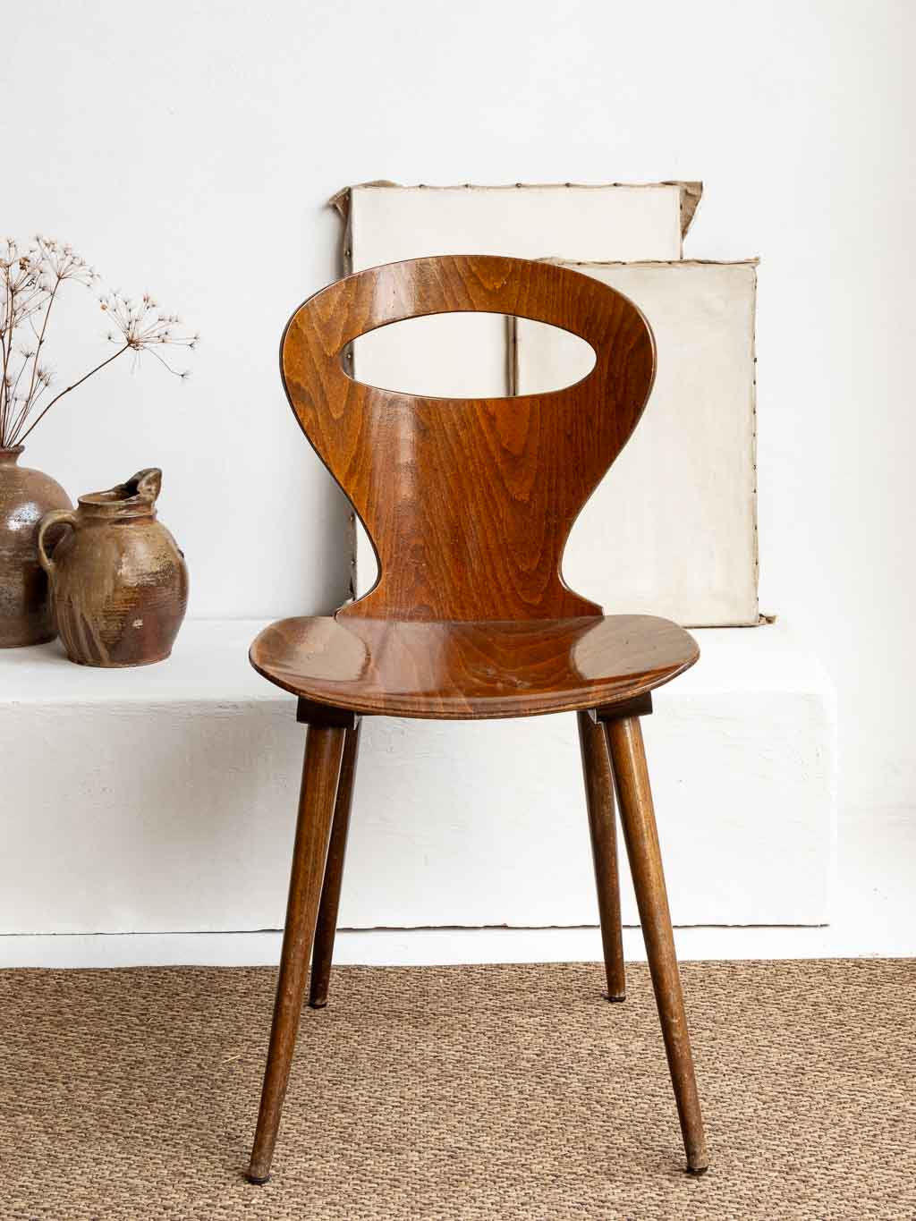 chaise vintage Baumann fourmi en bois années 1970