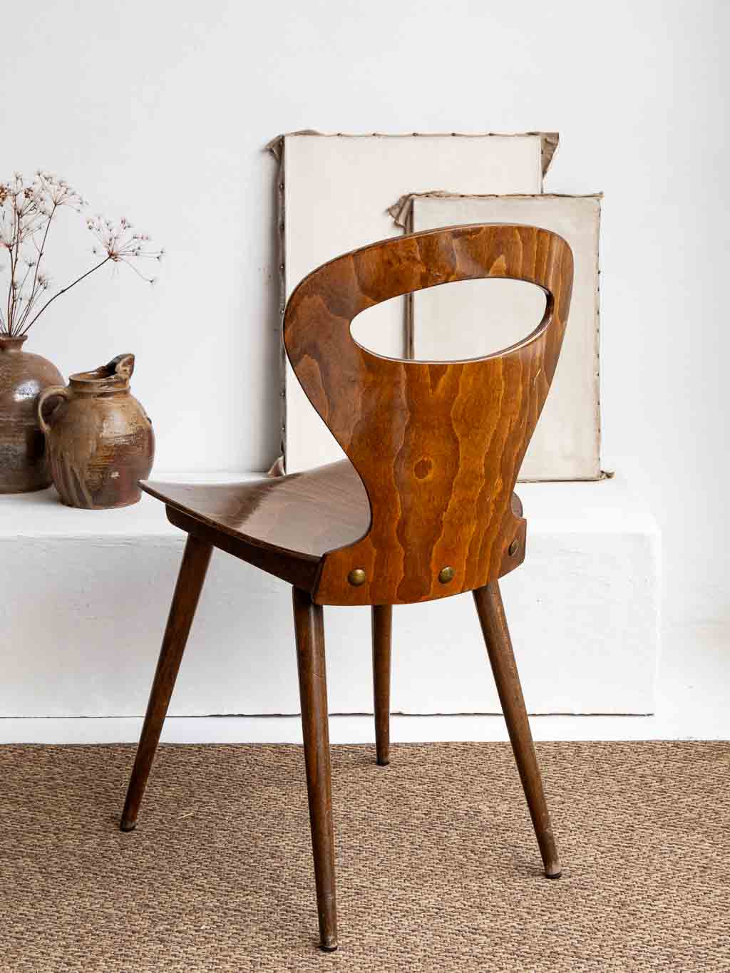chaise vintage Baumann fourmi en bois années 1970