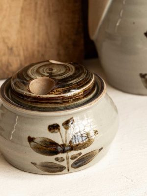 sucrier vintage grès de l'Arnon, décor fleur