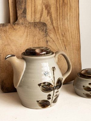 Théière vintage 1970 grès de l'Arnon déco fleur