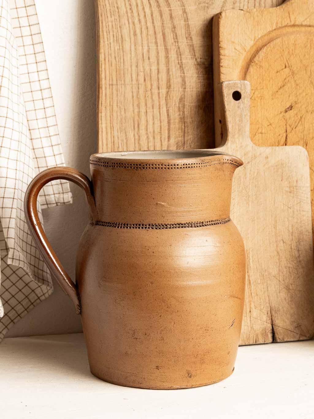 grand pichet 22.5 cm en grès marron