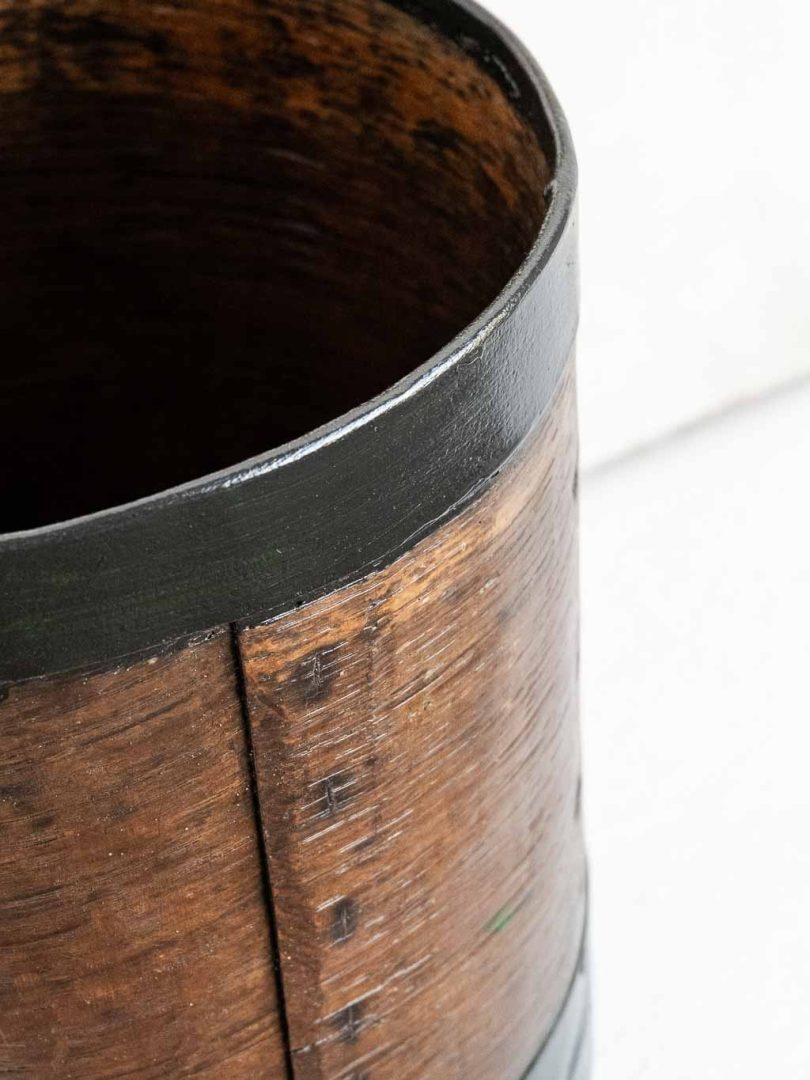 ancienne mesure à grains, boisseau, en bois et métal 10L