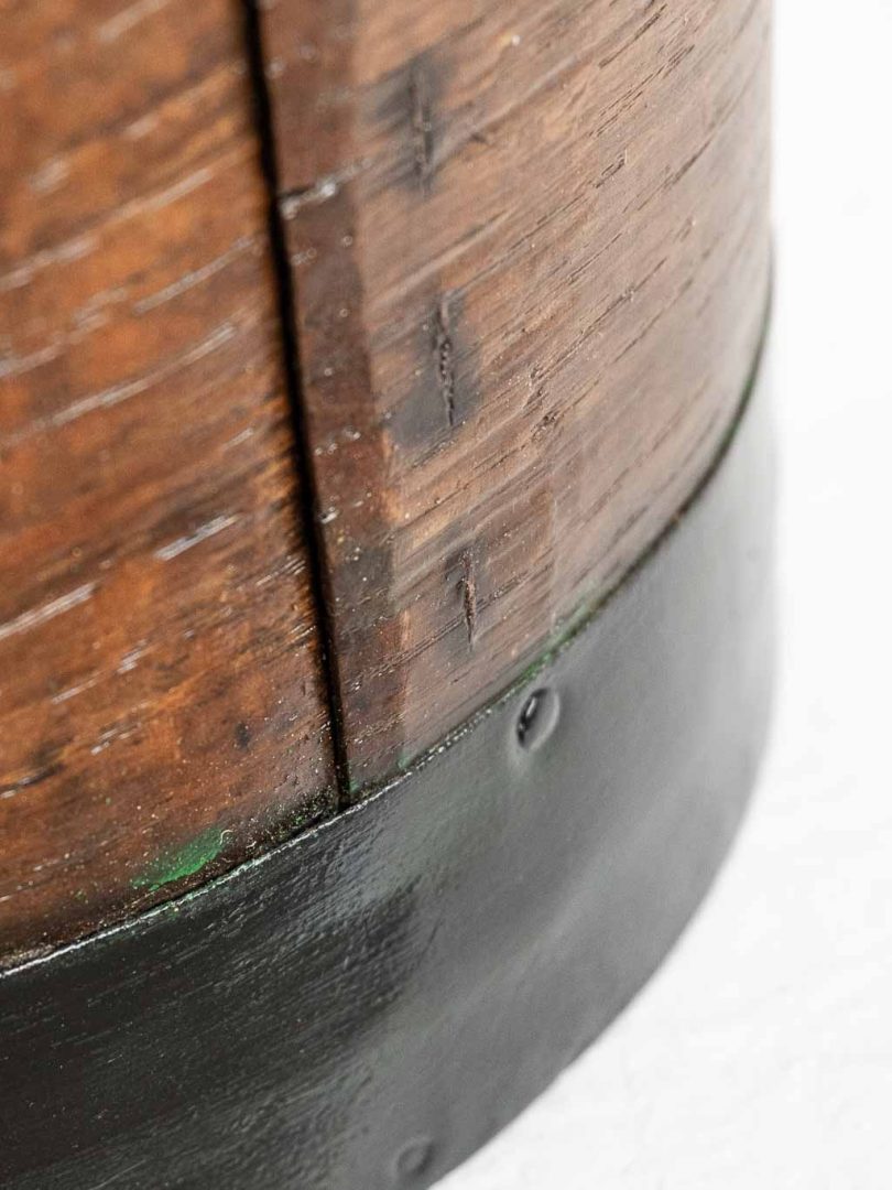 ancienne mesure à grains, boisseau, en bois et métal 10L