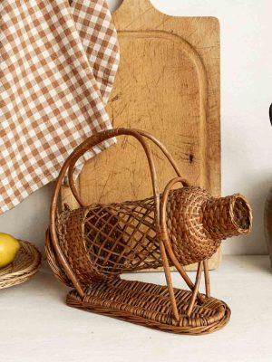 porte bouteille vintage en rotin