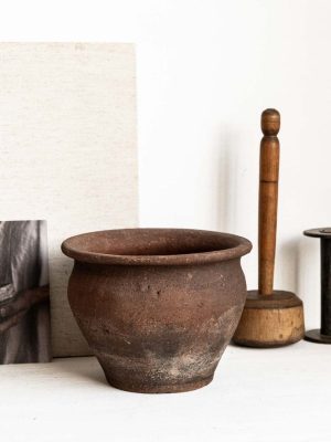 pot ou cache-pot en grès brut brun