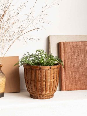 cache-pot vintage en rotin 17cm