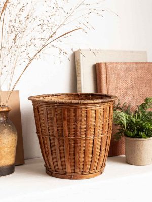 cache-pot vintage en rotin 20cm