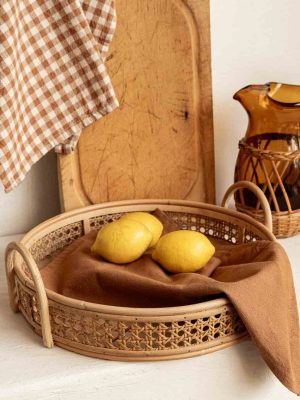 plateau en rotin et bois maisons du monde
