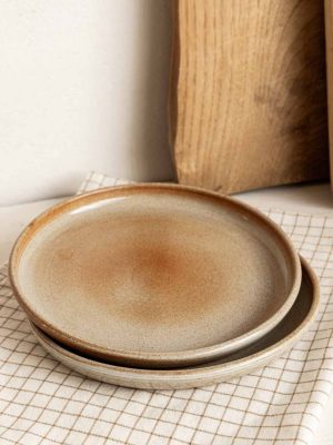 Assiettes à dessert en grès vintage lot de 2