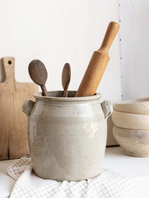 grand pot à confit ancien en grès gris