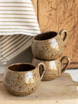 Lot de 3 tasse en grès moucheté