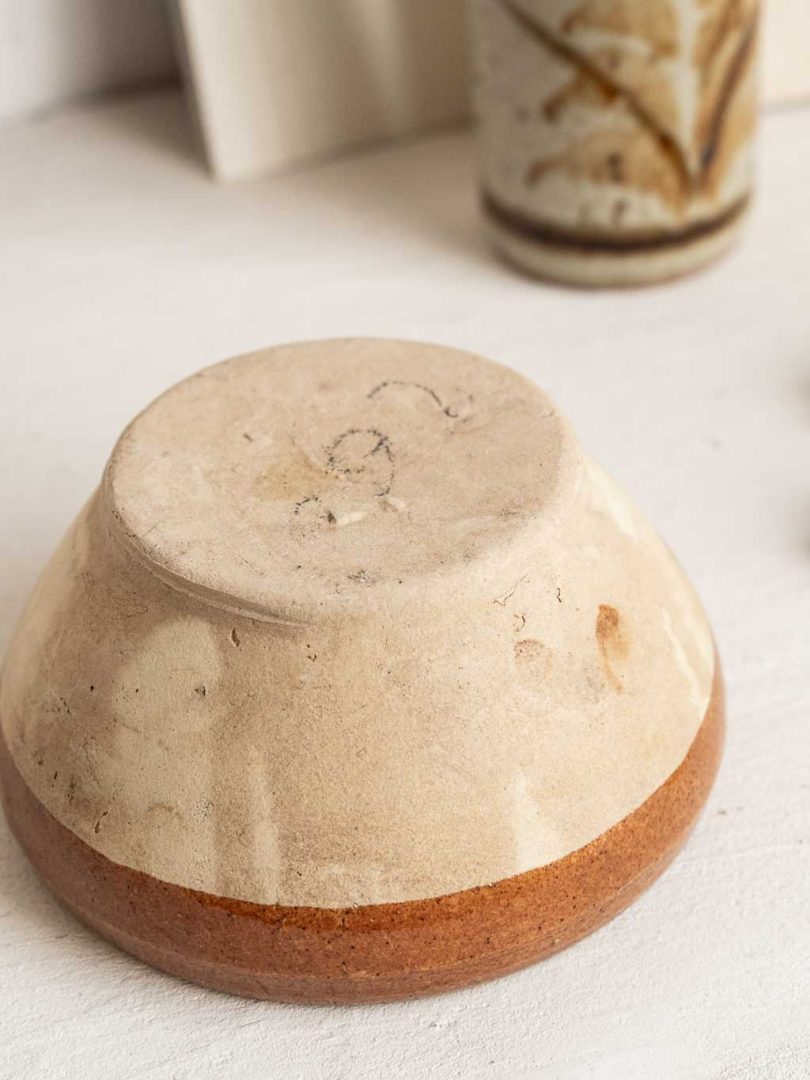 petit bol digoin en grès bicolore beige et marron vintage